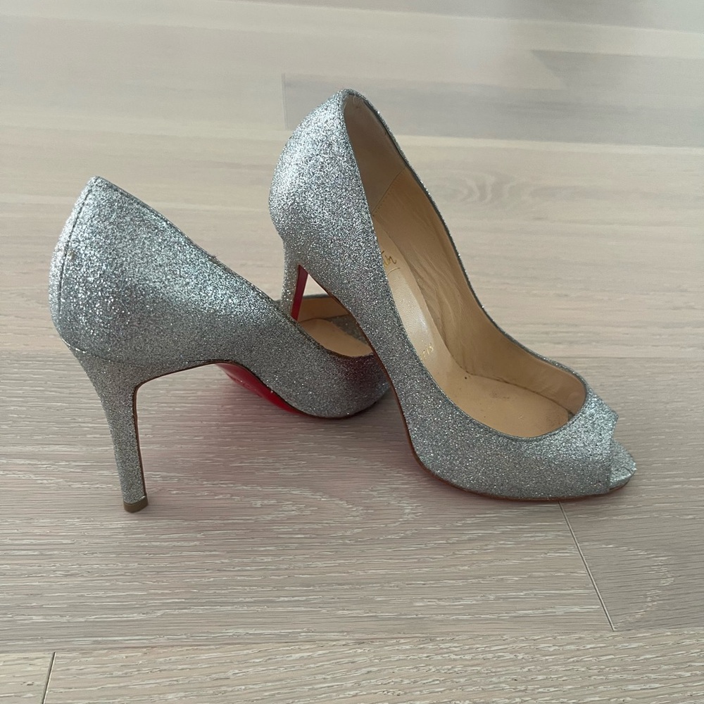 Christian Louboutin Silver Glitter Heels